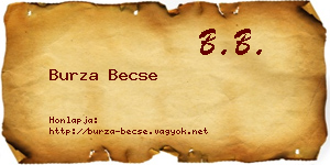 Burza Becse névjegykártya